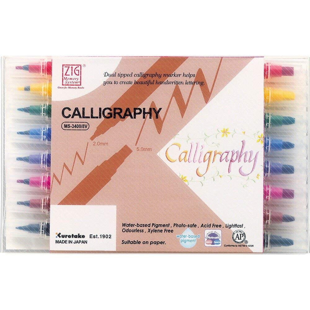 Zig Calligraphy Markers 8-Color Set