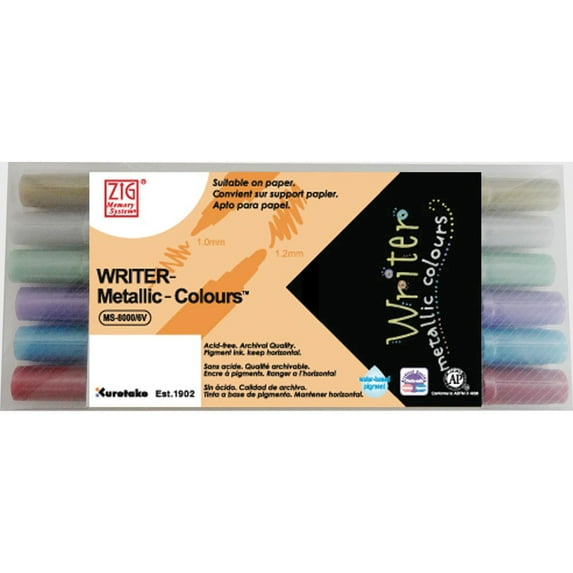 Zig Memory System Writer Metallic Dual-Tip Markers 6/Pkg-