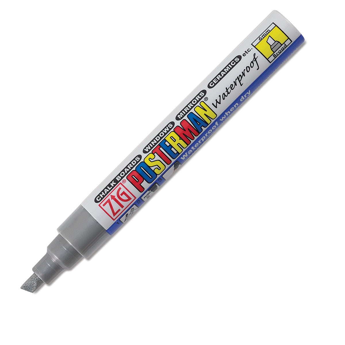 Custom Posterman Zig Posterman Paint Marker - 6 mm, Metallic Silver, Chisel Tip ...