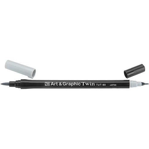 Zig TUT80080 Zig Art and Graphic Twin Tip MarkerLight Gray Pack of