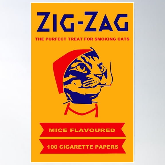 Zig Zag Cat Poster Wall Art, Modern Wall Decor For Living Room Bedroom, 24x36 UNFRAMED