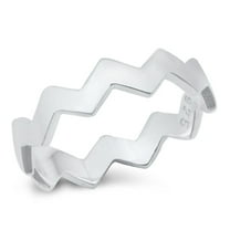 Zig Zag Crown Wave Infinity Ring .925 Sterling Silver Band Jewelry Female Male Unisex Size 4