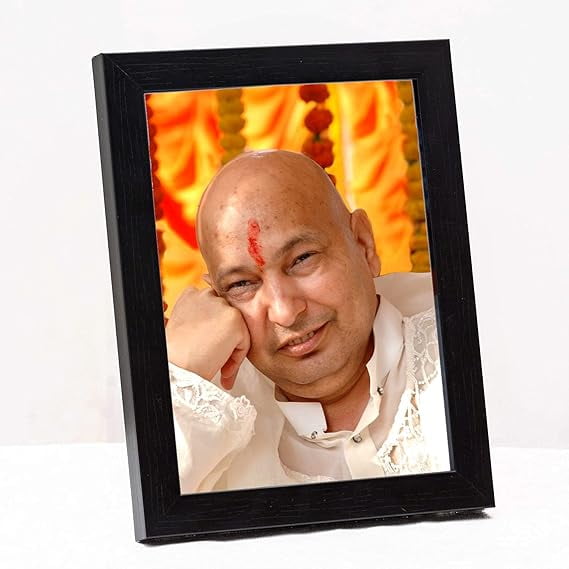 Zig Zag Guruji Photo With Frame | Jai Guruji Swaroop Picture For Wall / Table Frame Small Size ( Black 6x8 )