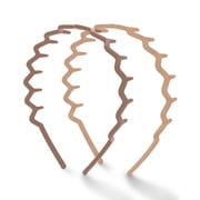 Zig Zag Headbands, Recycled Plastic Wavy Hair Band with Teeth, Comb Headbands for Women and Men, Classic 90s Hair Accessories, 2pcs Black and Brown