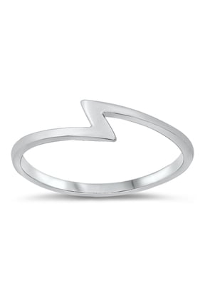 Zig Zag Lightning Bolt Ring .925 Sterling Silver Band Jewelry Female Male Unisex Size 9