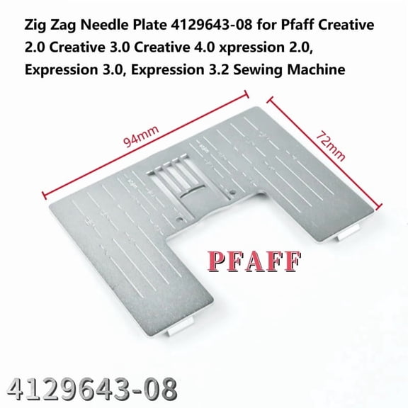 Zig Zag Needle Plate 4129643-08 for Pfaff Creative 2.0 Creative 3.0 Creative 4.0 xpression 2.0, Expression 3.0, Expression 3.2 Sewing Machine