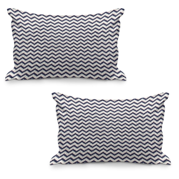 Zig Zag Quilted Pillowcover Set of 2, Geometric Retro Pattern with Funk Art Effects Featured Details Graphic, Standard Queen Size Pillow Cover for Bedroom, 36" x 20", Multicolor, by Ambesonne