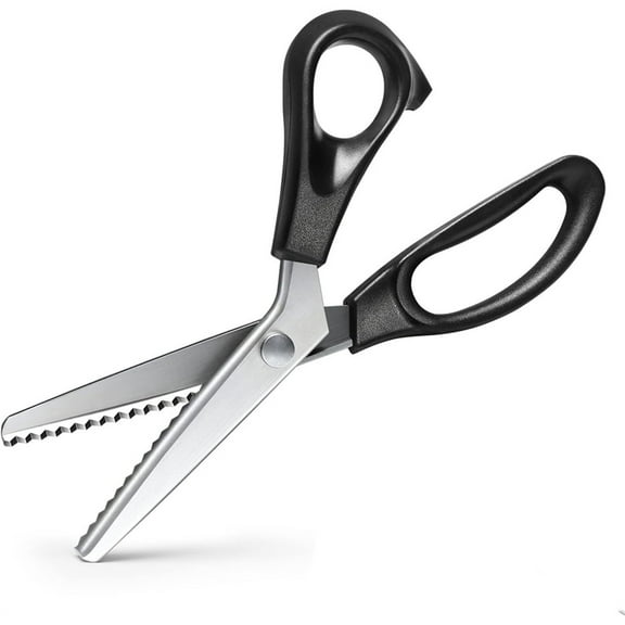 Zig Zag Sewing Scissors,0.2 in Serrated Blades,Fabric Decorative Triangle Edge Shears,Professional Sewing Craft Cutter for Sewing,Tailoring,Black