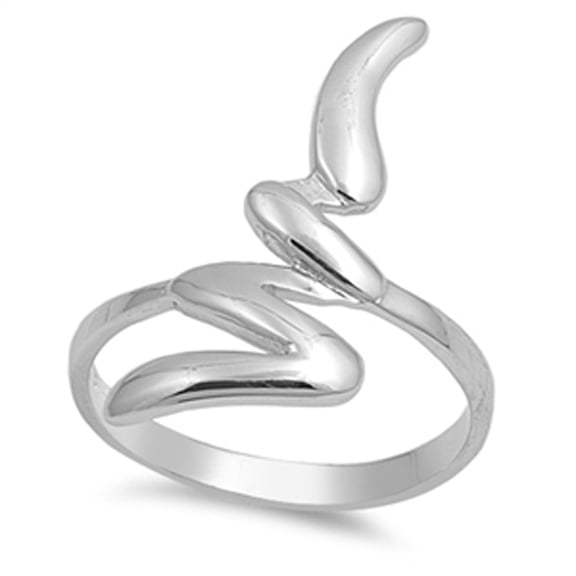 Zig Zag Snake Animal Wide Ring .925 Sterling Silver Band Jewelry Female Male Unisex Size 9