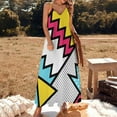 thumbnail image 1 of ZigZag 80s Memphis Pattern Sleeveless Dress Woman dresses Aesthetic clothing prom dress, 1 of 6
