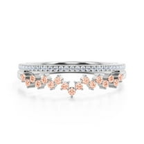 ZigZag Design 0.65 Carat Milgrain Morganite And Diamond Moissanite Engagement Ring Wedding Band in 10k Solid White Gold, Stackable Ring, Promise Ring, Anniversary Ring, Bridal Set, Matching Band