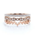 thumbnail image 1 of ZigZag Design 1.15 Carat Milgrain Morganite And Diamond Moissanite Engagement Ring Wedding Band in 10k Solid Rose Gold, Stackable Ring, Promise Ring, Anniversary Ring, Trio Set, Matching Band, 1 of 3