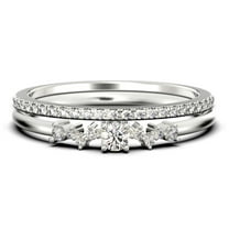 ZigZag Style 1.10 Carat Round Cut Diamond Moissanite Unique Style Engagement Ring, Slim Ring, Wedding Ring in 925 Sterling Silver With 18k White Gold Plating, Bridal Set, Matching Band