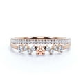 thumbnail image 1 of ZigZag Style 1.10 Carat Round Cut Morganite And Diamond Moissanite Unique Style Engagement Ring, Slim Ring, Wedding Ring in 10k Solid Rose Gold, Gift For Her, Promise Ring, Bridal Set, Matching Band, 1 of 3