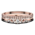 thumbnail image 1 of ZigZag Style 1.60 Carat Round Cut Diamond Moissanite Unique Style Engagement Ring, Slim Ring, Wedding Ring in 925 Sterling Silver With 18k Rose Gold Plating, Trio Set, Matching Band, 1 of 4