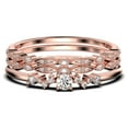 thumbnail image 1 of ZigZag Style 1.60 Carat Round Cut Diamond Moissanite Unique Style Engagement Ring, Slim Ring, Wedding Ring in 925 Sterling Silver With 18k Rose Gold Plating, Trio Set, Matching Band, 1 of 4