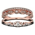 thumbnail image 1 of ZigZag Style 1.60 Carat Round Cut Diamond Moissanite Unique Style Engagement Ring, Slim Ring, Wedding Ring in 925 Sterling Silver With 18k Rose Gold Plating, Trio Set, Matching Band, 1 of 4