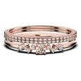 thumbnail image 1 of ZigZag Style 1.60 Carat Round Cut Morganite And Diamond Moissanite Unique Style Engagement Ring, Slim Ring, Wedding Ring in 925 Sterling Silver With 18k Rose Gold Plating, Trio Set, Matching Band, 1 of 4