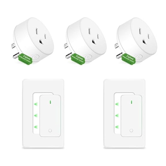 Zigbee Smart Outlet w Control, Wireless Plug,Zigbee Hub Required, 500ft, APP & Voice Control, Compatible with Alexa & Home, Timer & Schedule, 2 Switches+3 Outlets