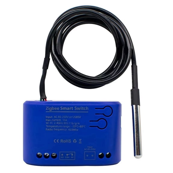 Zigbee Smart Switch with Temperature Sensor Passive Dry Contact 1 Channel Relay Tuya Smart Life APP AC 85-250V
