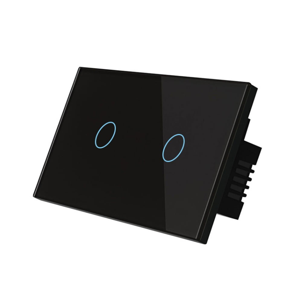 Zigbee Touch Smart Switch, Compatible with Alexa, Google Home, Hubitat, and HA, Neutral Wire Required (2 Gang, Black)
