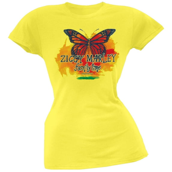 Ziggy Marley Women's Juniors Butterflies Short Sleeve T Shirt