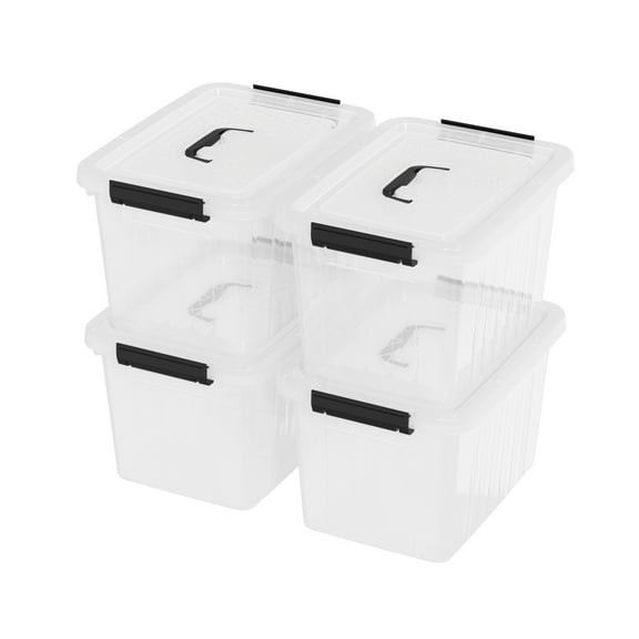 Ziglous 10 Quart Clear Plastic Storage Boxes with Handle, 4-Pack Clear Plastic Storage Bins with Lids