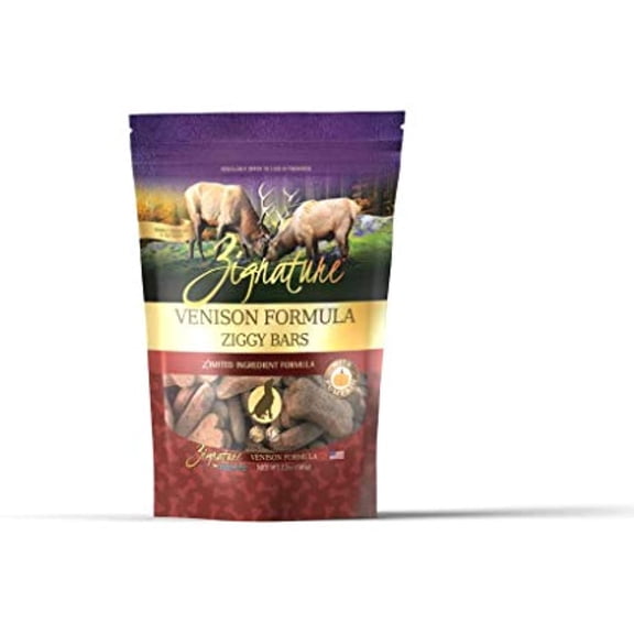 Zignature Limited Ingredient Ziggy Bar Dog Biscuits, 12-Oz Bag, Venison