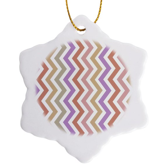 3drose, Zigzag Colorful Printable Art, 3 inch Snowflake Porcelain Ornament