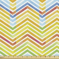 Zigzag Fabric by the Yard, Watercolor Painting of Chevron Pattern in Happy Energetic Colors Theme, Decorative Upholstery Fabric for Sofas and Home Accents, 3 Yards, Multicolor by Ambesonne