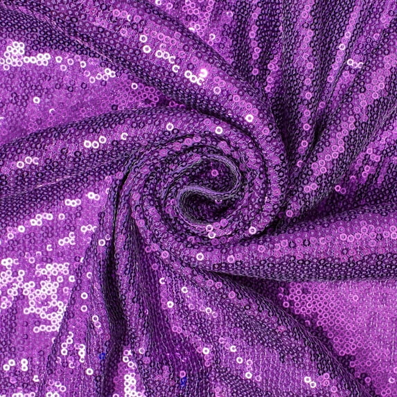 Zigzag Micro Sequins Starlight Fabric on Stretch Mesh Fabric 50" Wide Sold BTY - Purple