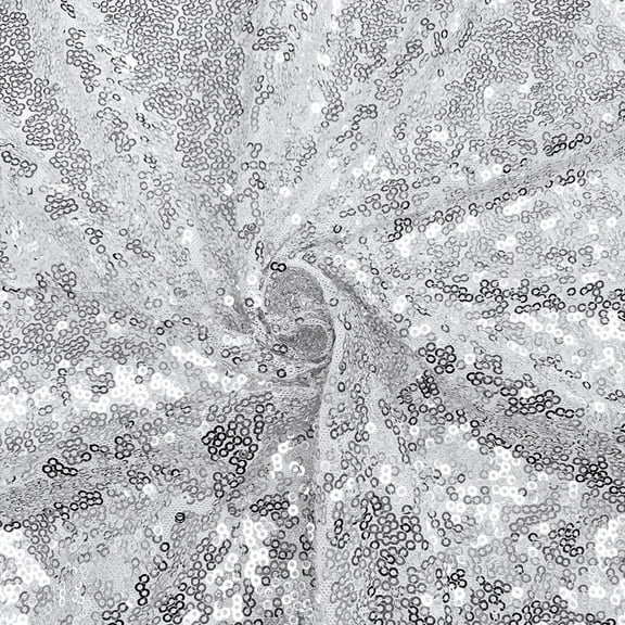 Zigzag Micro Sequins Starlight Fabric on Stretch Mesh Fabric 50" Wide Sold BTY - Silver