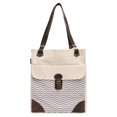 thumbnail image 1 of Zigzag Pattern-10 Beige Print Canvas Leather Handle Shoulder Bag WAS_50, 1 of 1