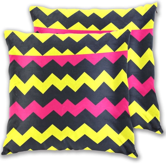 Zigzag Pattern 16x16in 2-Piece Cotton Fleece Throw Pillow Covers, Shrink Resistant, Hidden Zip