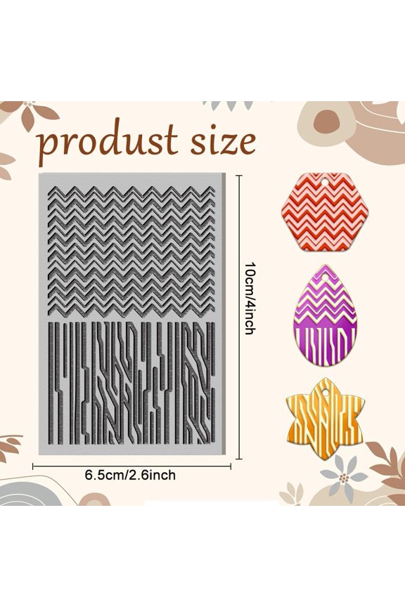 Zigzag Pattern Art Line Clay Texture Mat Polymer Clay Molds DIY Clay Texture Tools for Clay Pottery Earring Jewelry Making Stamp Engraving Machines Stripe 3.9x2.6inch