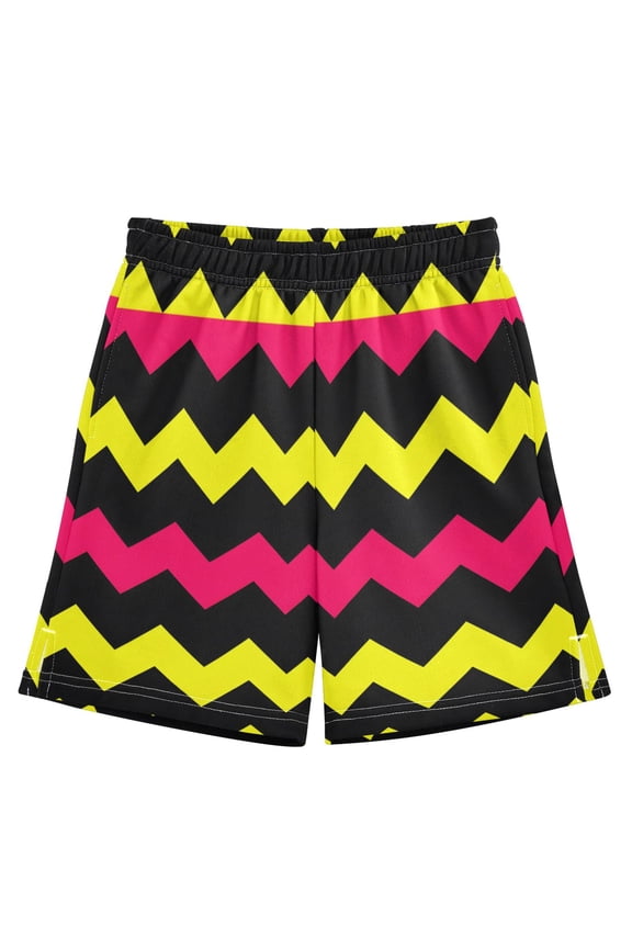Zigzag Pattern Athletic Shorts Breathable with Comfort Fit Drawstring Casual Sweatshorts Medium