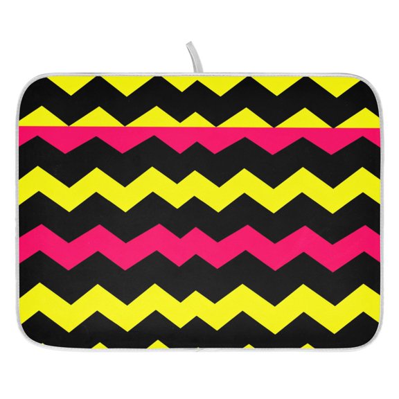 Zigzag Pattern Dish Drying Mat for Kitchen, Quick Drying Absorbent Soft Durable 18 x 24"