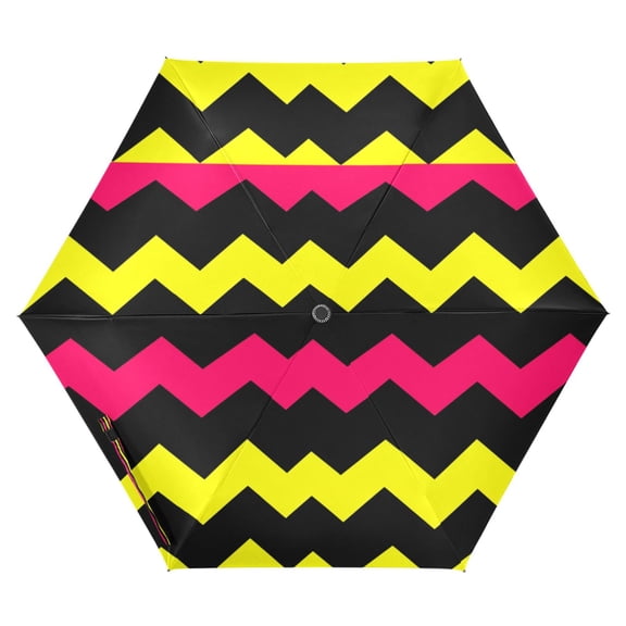 Zigzag Pattern Folding Umbrella UV50+ Waterproof Sun Protection Auto Open Close Compact Fiberglass Frame