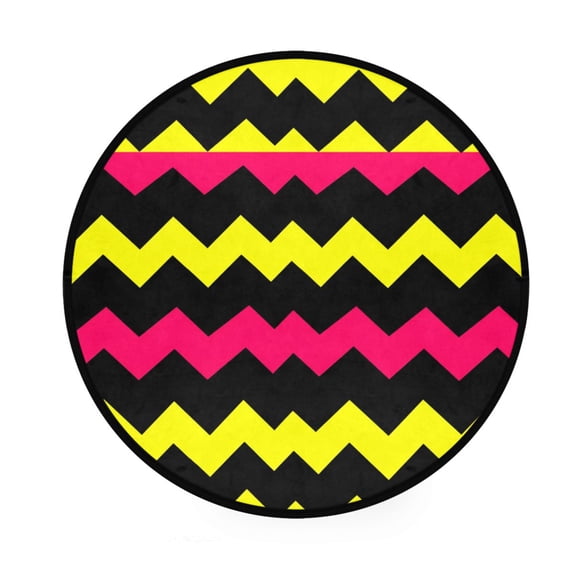 Zigzag Pattern Memory Foam Bath Mat 36" Absorbent Rug with Non Slip Base and 4 Bonus Pads