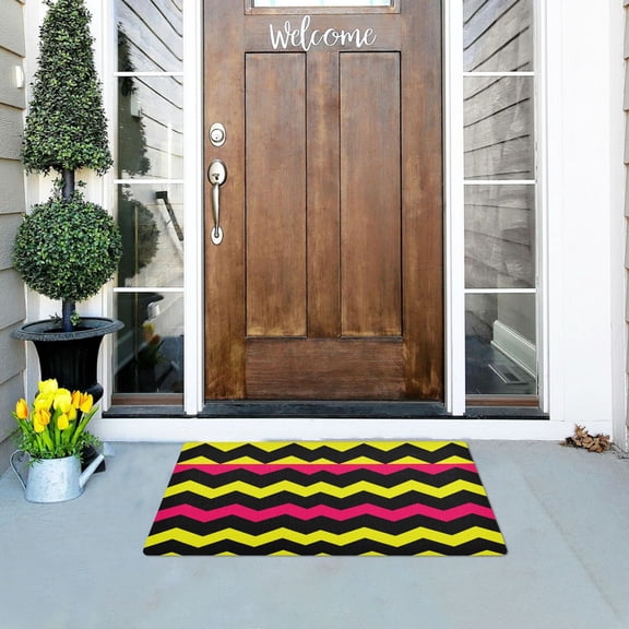 Zigzag Pattern Outdoor Doormats NonSlip Bath Rugs Absorbent Muddy Dirt Resist Door Mats 32''x20''