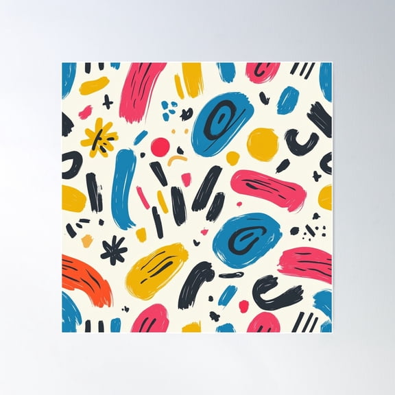 Zigzag Scribble Pattern | Seamless Playful Chaos Poster Wall Art, Modern Wall Decor For Living Room Bedroom, 24x24 UNFRAMED