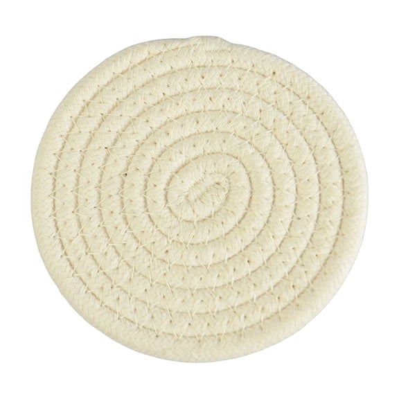 Zigzag Stitch Round Woven Coaster Heat Resistant Absorbent Placemat for Kitchen Dining Home Bar Decor(Beige-30x40cm)