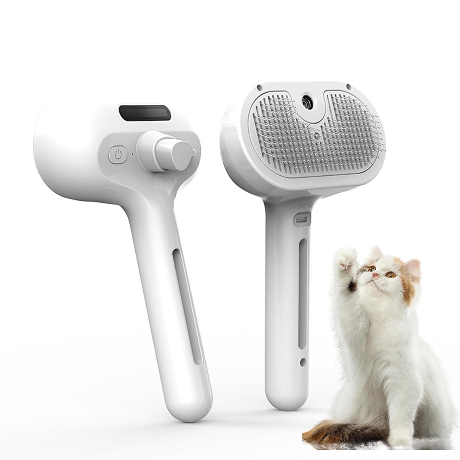 Zihao 3 in 1 Dog Steam Brush for Shedding, Self-Cleaning Hair Remover with Water Tank, Cat&Dog Hair Remover, Cat Accessories, White Color