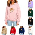 thumbnail image 1 of Zijinkuiwen Kids Pullover Hoodie with Kangaroo Pet Pouch Long Sleeve Sweatshirt with Thumb Holes for Daily Wear and Pet Interaction,Pink,9-10 Years, 1 of 6