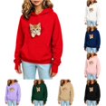 thumbnail image 1 of Zijinkuiwen Kids Pullover Hoodie with Kangaroo Pet Pouch Long Sleeve Sweatshirt with Thumb Holes for Daily Wear and Pet Interaction,Red,11-12 Years, 1 of 4