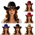 thumbnail image 1 of Zijinkuiwen Unisex Cowboy Hat with Woven Ethnic Band and Multi‑Medallion Coin Ornament for Western Themed Party Cosplay Country Music Festival Gathering,Black,One Size, 1 of 4