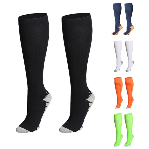 Zijinkuiwen Women Knee High Compression Socks Cushioned Arch Support Breathable Moisture Wicking Stretchy Athletic Socks for Running Travel Wear,Black,M