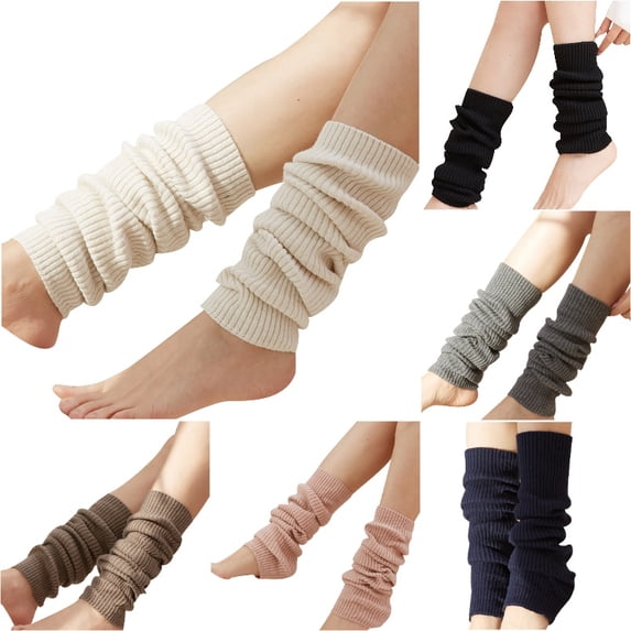 Zijinkuiwen Women Knit Leg Warmers Ribbed Stretchy Thick Soft Leg Sleeves for Daily Casual Outfit Wear,Beige,One Size
