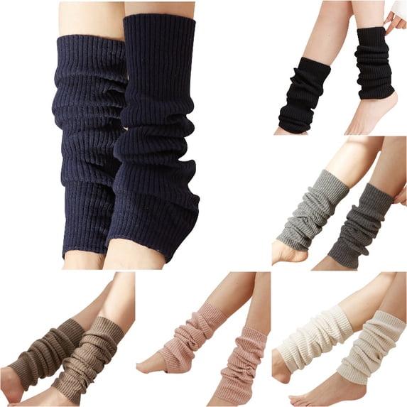 Zijinkuiwen Women Knit Leg Warmers Ribbed Stretchy Thick Soft Leg Sleeves for Daily Casual Outfit Wear,Dark Blue,One Size
