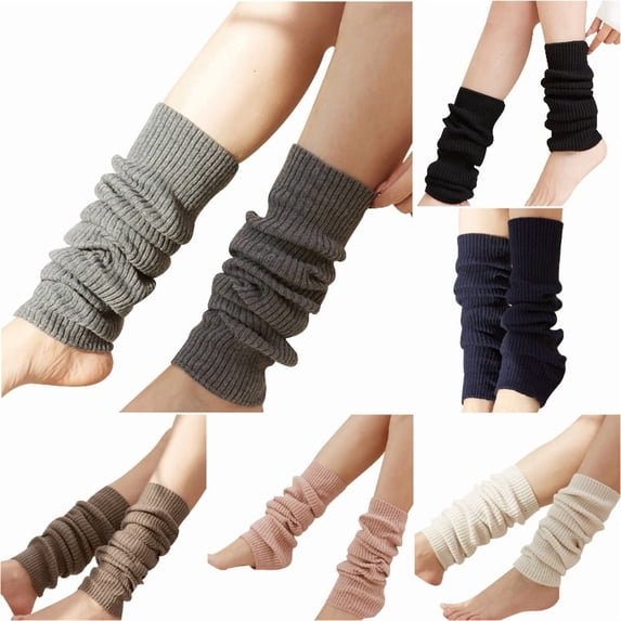 Zijinkuiwen Women Knit Leg Warmers Ribbed Stretchy Thick Soft Leg Sleeves for Daily Casual Outfit Wear,Grey,One Size